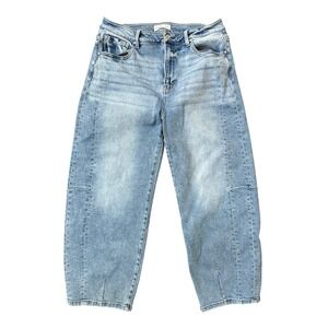 Risen Womens Light Wash Barrel Jeans Size 13/31